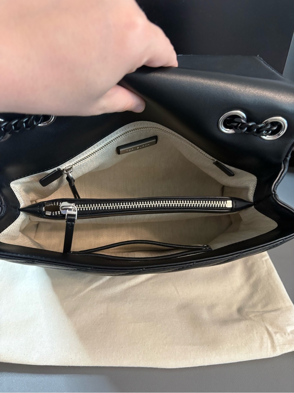 Tory Burch Kira Chevron Powder Coated  Convertible Shoulder Bag - Picture 8 of 12